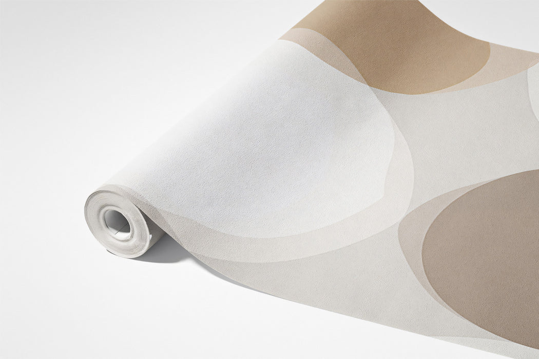 Retro Minimalist Mural Wallpaper | Taupe & Beige Overlapping Circles