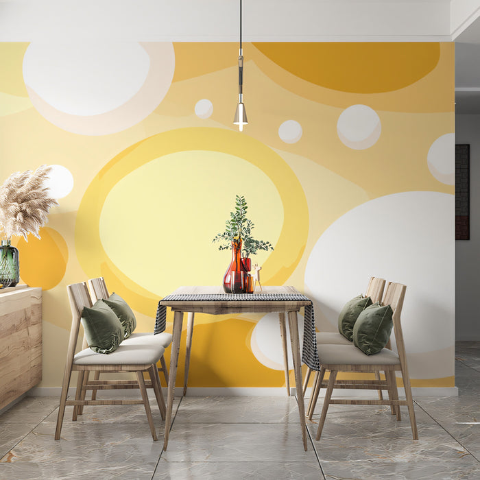 Abstract Playful Mural Wallpaper | Sunny Yellow Bubbles