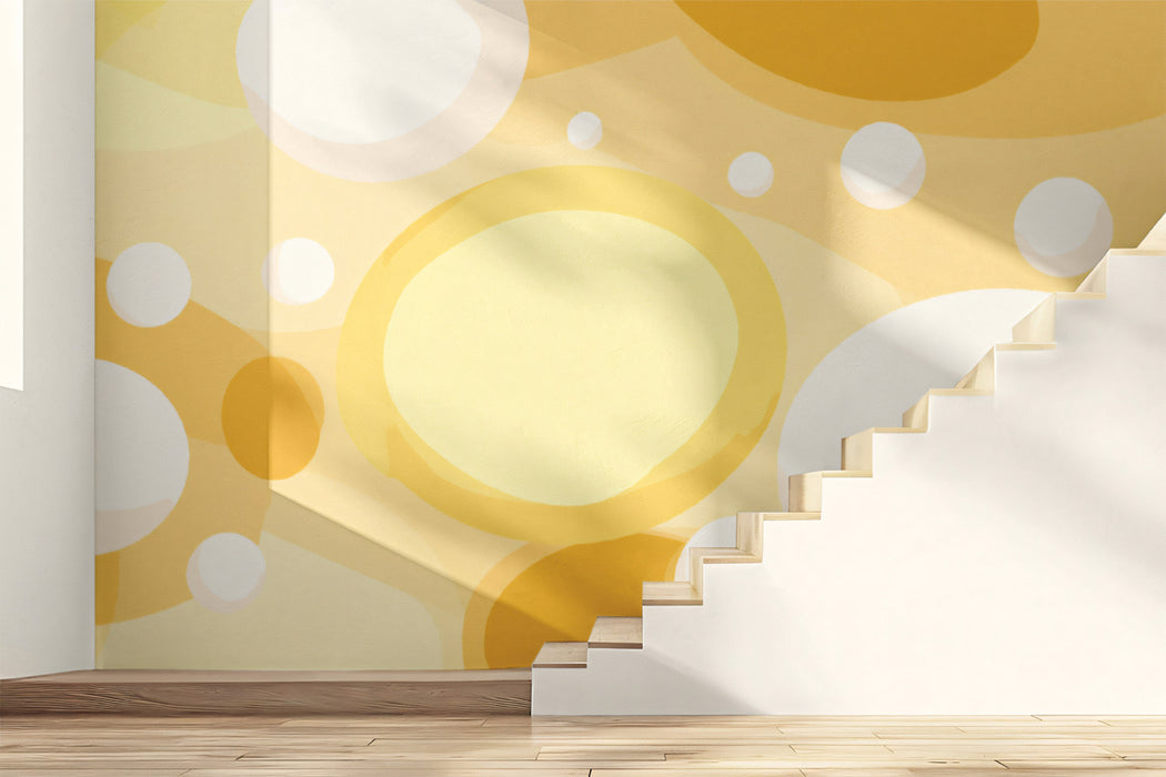 Abstract Playful Mural Wallpaper | Sunny Yellow Bubbles