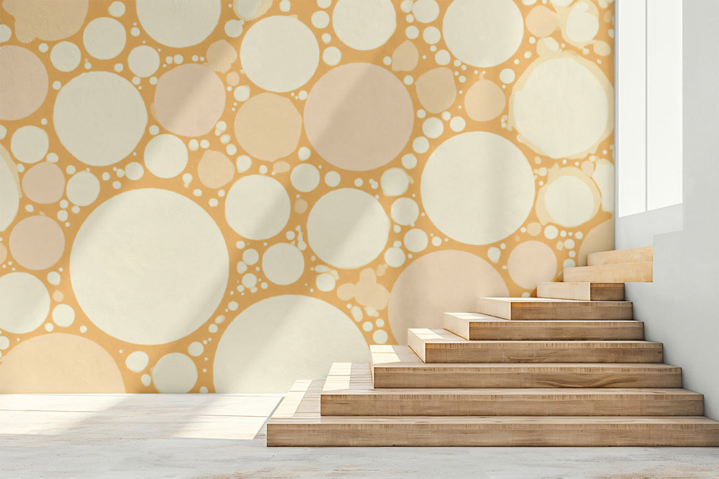 Abstract Organic Mural Wallpaper | Peach & Cream Pebbles