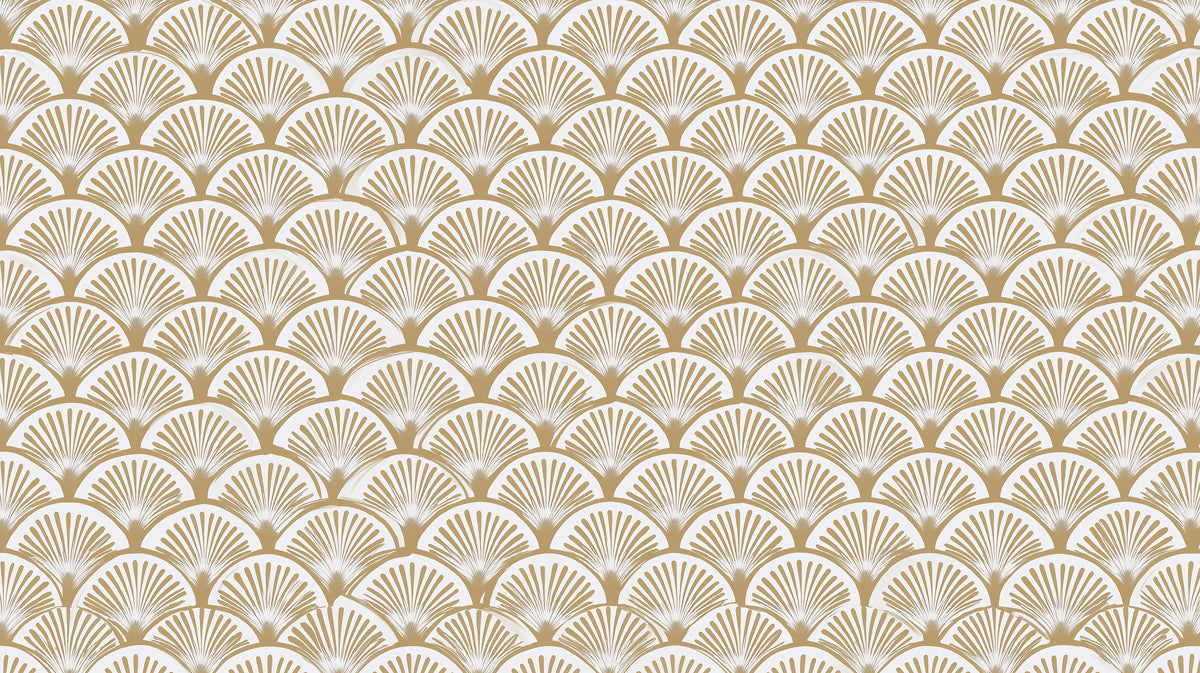 Art Deco Mural Wallpaper | Bronze Fan Pattern