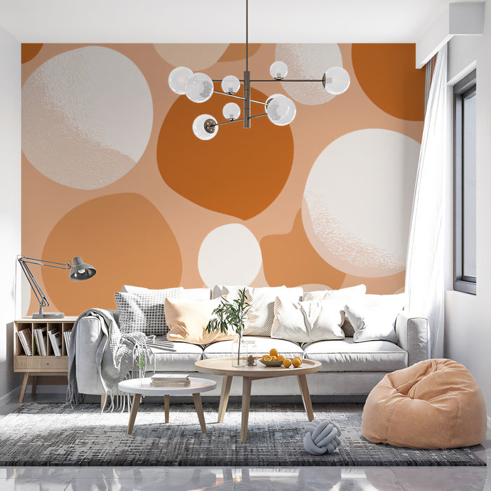 Abstract Organic Mural Wallpaper | Terracotta & Cream Pebbles
