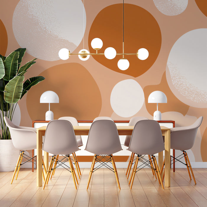 Abstract Organic Mural Wallpaper | Terracotta & Cream Pebbles