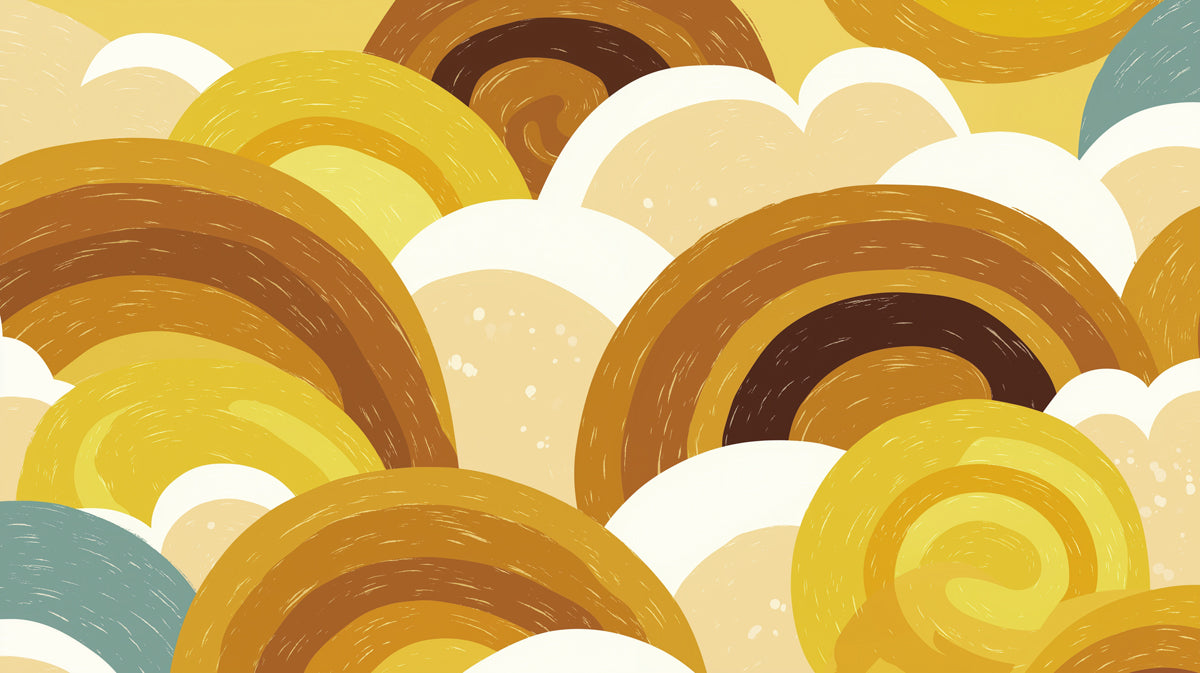 Retro Rainbow Mural Wallpaper | Mustard & Ochre Arches