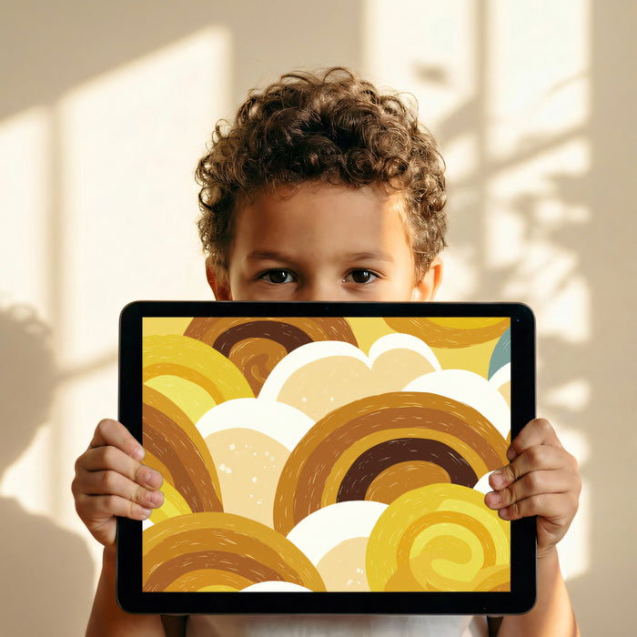 Retro Rainbow Mural Wallpaper | Mustard & Ochre Arches