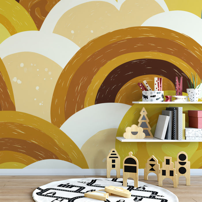 Retro Rainbow Mural Wallpaper | Mustard & Ochre Arches