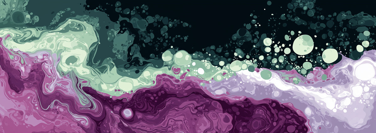 Fluid Art Acrylic Mural Wallpaper | Deep Purple & Teal Pour