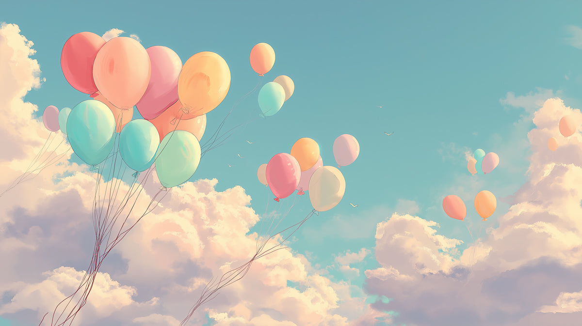 Pastel Dream Mural Wallpaper | Floating Colorful Balloons
