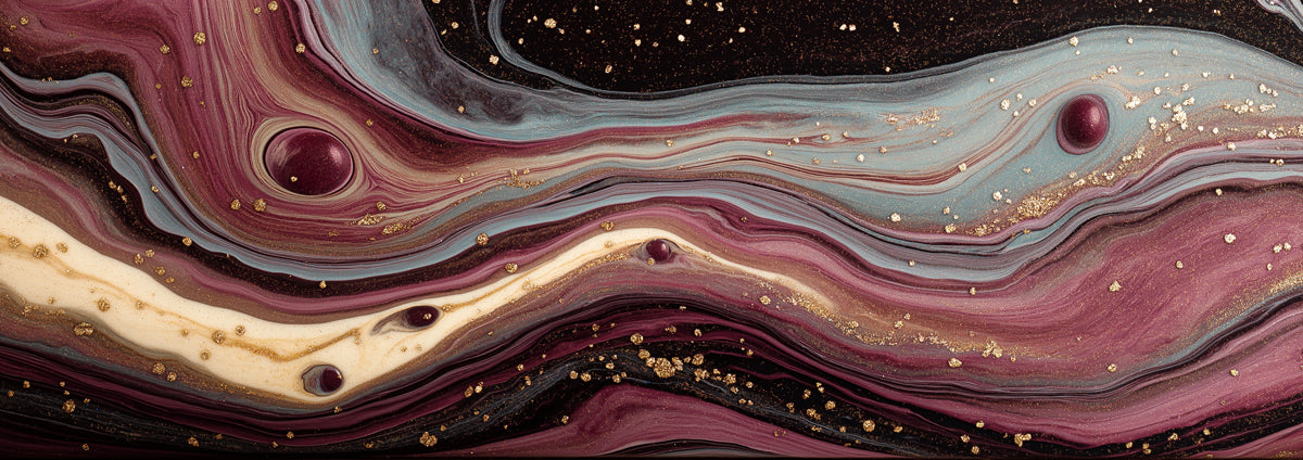 Luxury Marble Mural Wallpaper | Burgundy & Gold Fluid Art