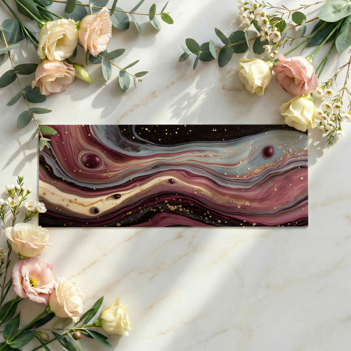 Luxury Marble Mural Wallpaper | Burgundy & Gold Fluid Art