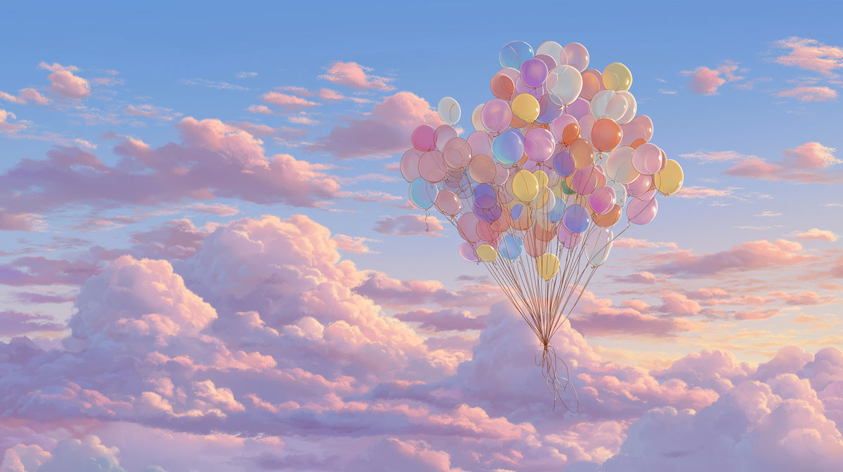 Dreamy Clouds Mural Wallpaper | Giant Pastel Balloon Bunch