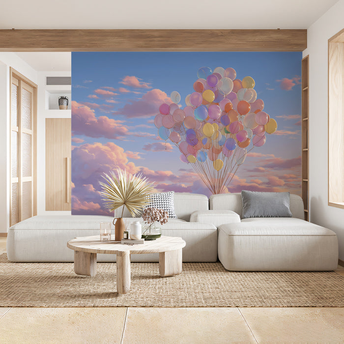 Dreamy Clouds Mural Wallpaper | Giant Pastel Balloon Bunch