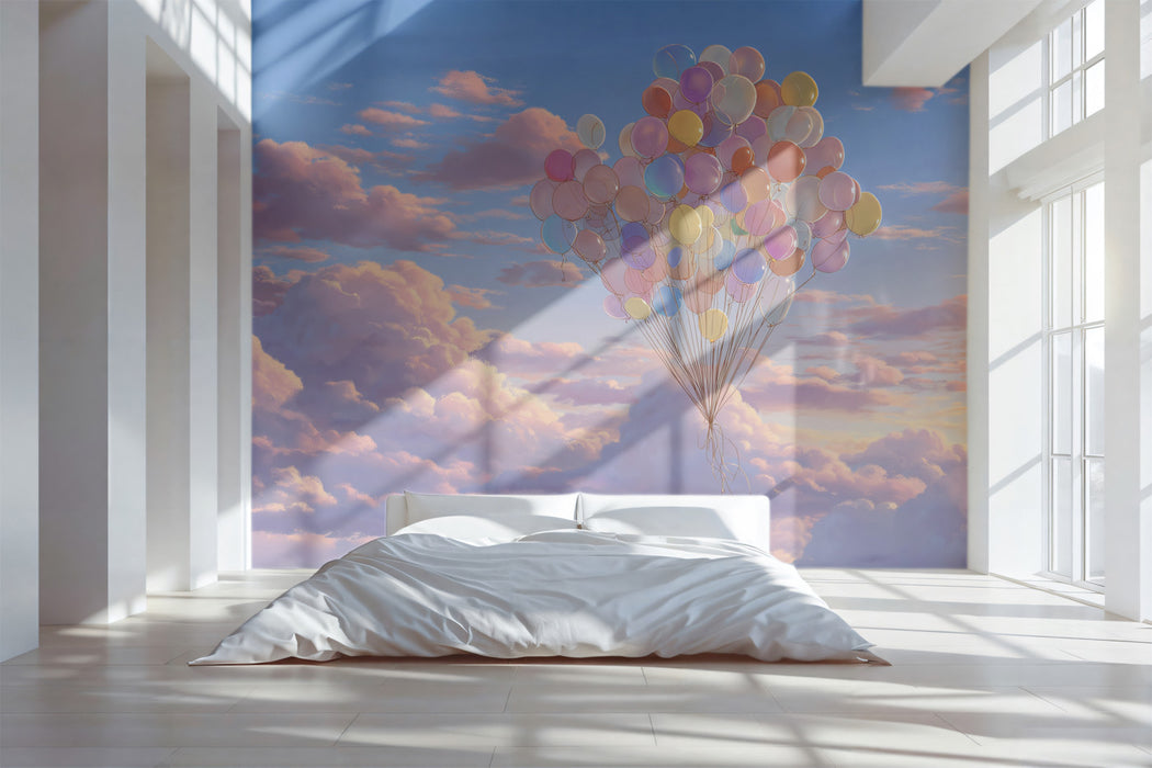 Dreamy Clouds Mural Wallpaper | Giant Pastel Balloon Bunch