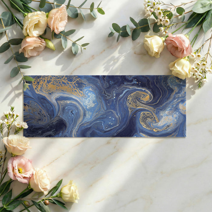 Cosmic Fluid Mural Wallpaper | Navy & Gold Lacing