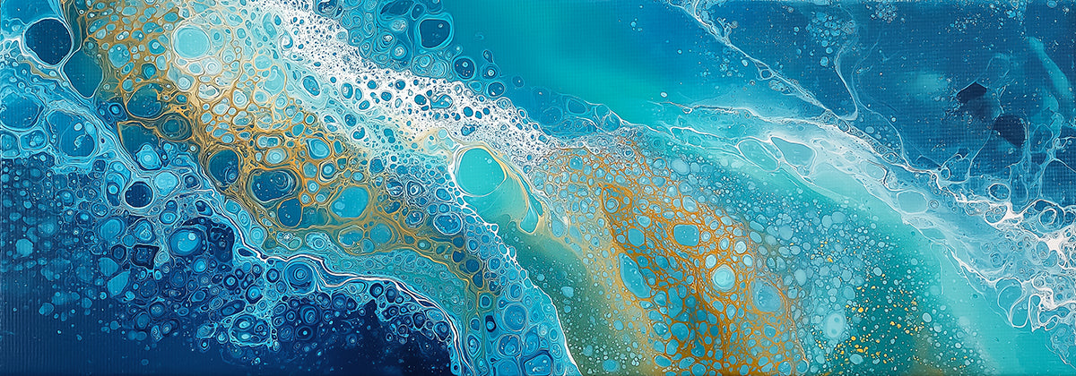 Coastal Pour Mural Wallpaper | Teal & White Foam