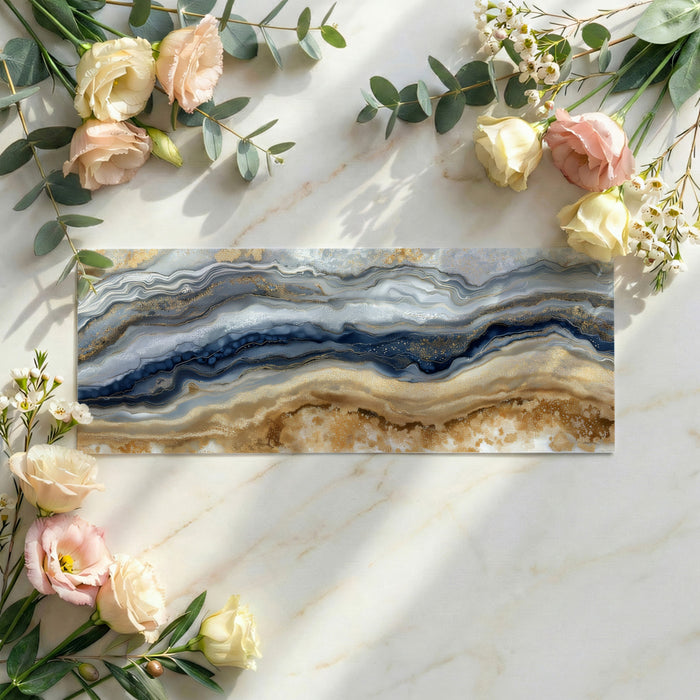 Agate Geode Mural Wallpaper | Navy & Sparkling Gold Bands