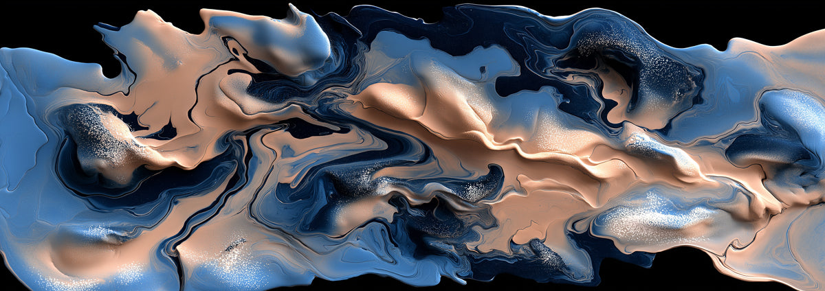 3D Fluid Mural Wallpaper | Nude & Blue Smoke Swirls