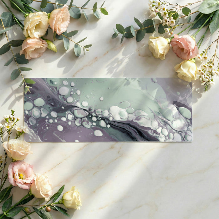 Organic Fluid Art Mural | Muted Sage & Lavender Cells