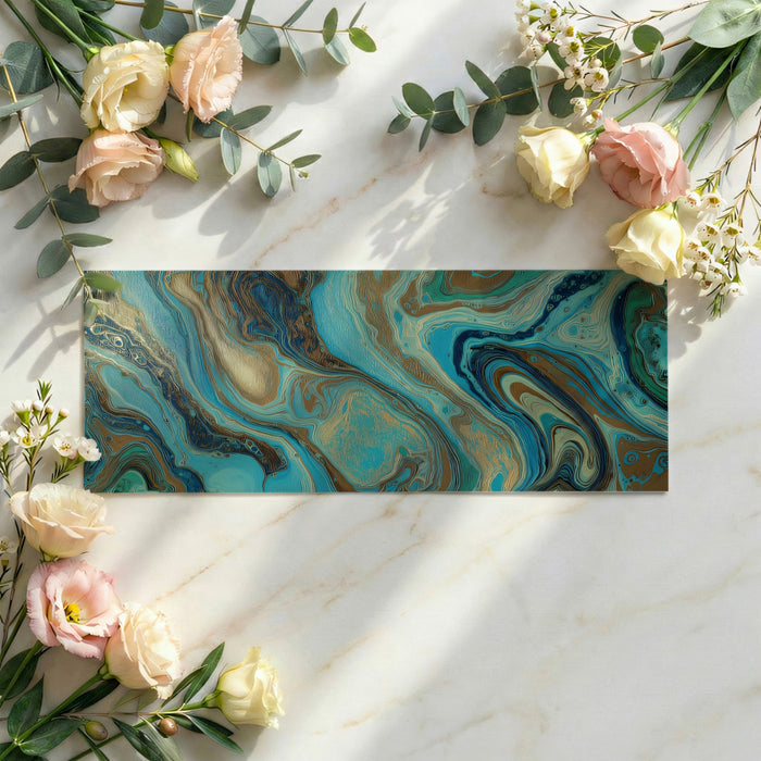 Textured Fluid Art Mural Wallpaper | Turquoise & Bronze Cells