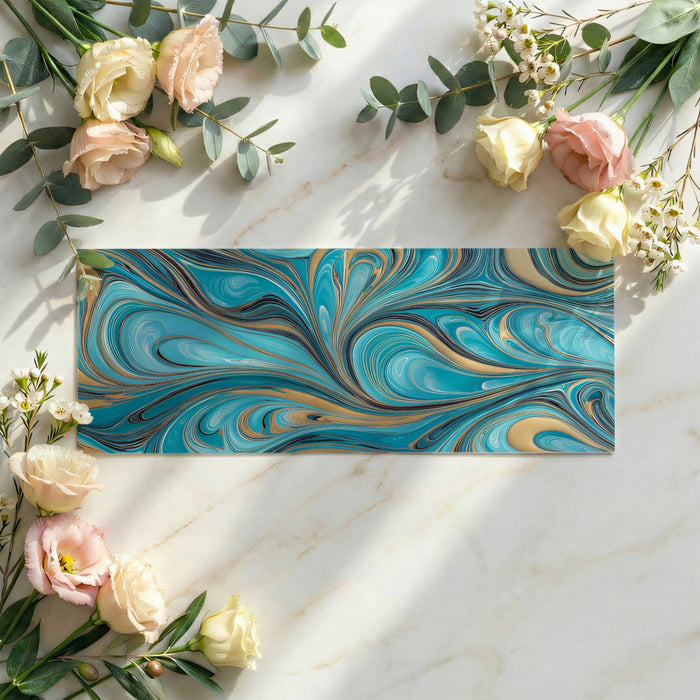 Abstract Marble Mural Wallpaper | Turquoise & Gold Silk Swirls