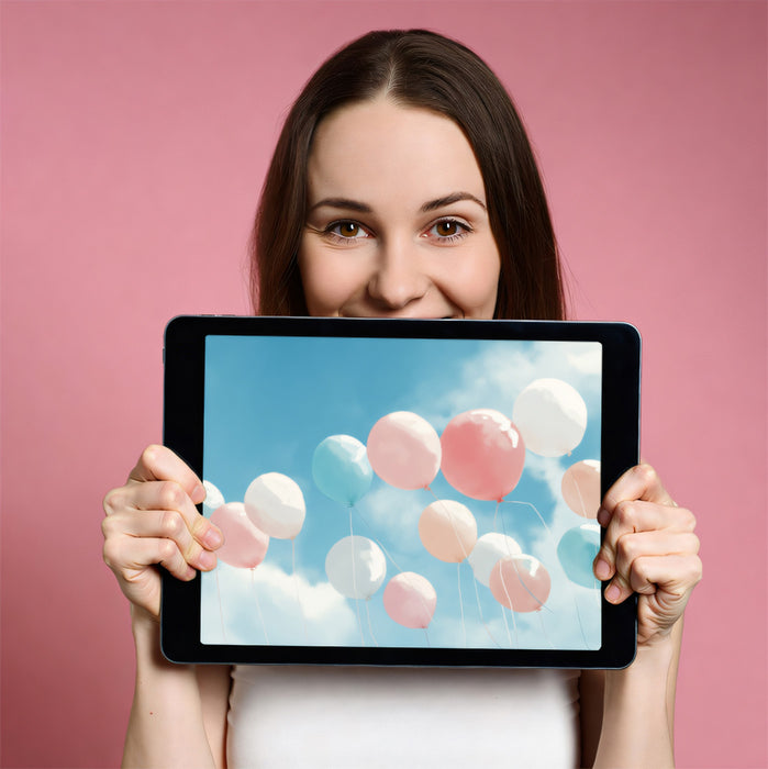 Whimsical Sky Mural Wallpaper | Pastel Flying Balloons