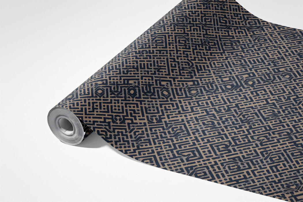 Geometric Pattern Mural Wallpaper | Intricate Navy Labyrinth