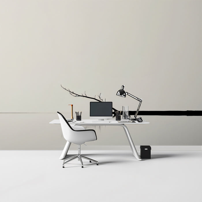 Minimalist Zen Mural Wallpaper | Silhouette Branch over Water