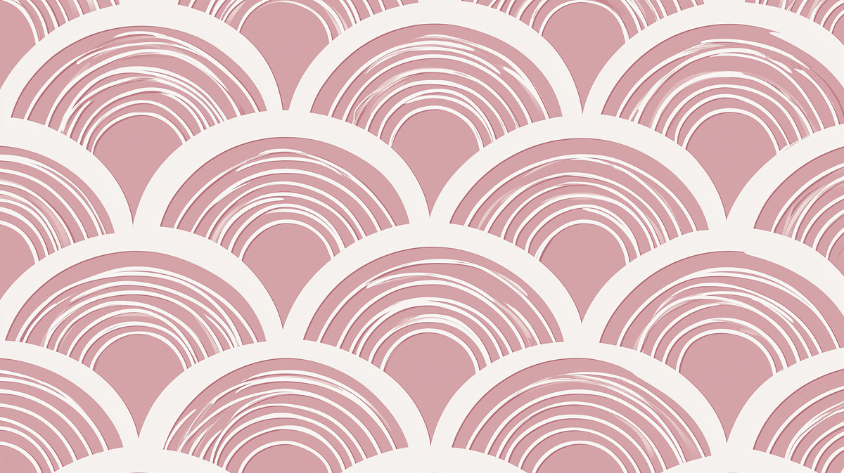 Retro Scale Mural Wallpaper | Dusty Rose Arches