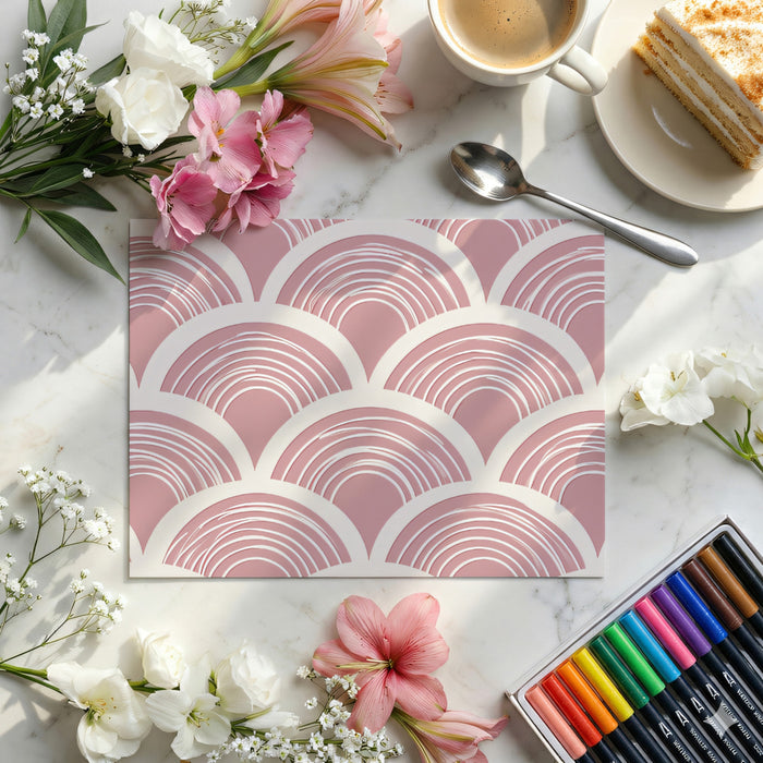 Retro Scale Mural Wallpaper | Dusty Rose Arches