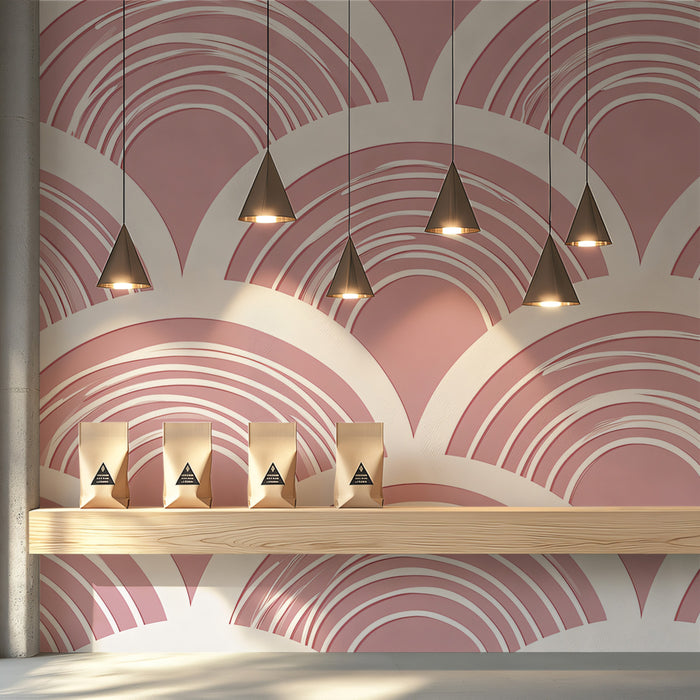 Retro Scale Mural Wallpaper | Dusty Rose Arches