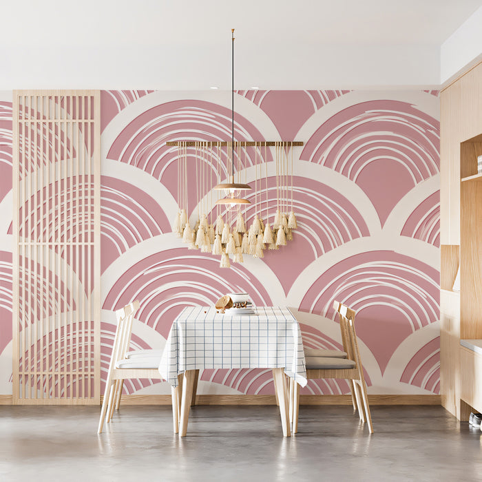 Retro Scale Mural Wallpaper | Dusty Rose Arches