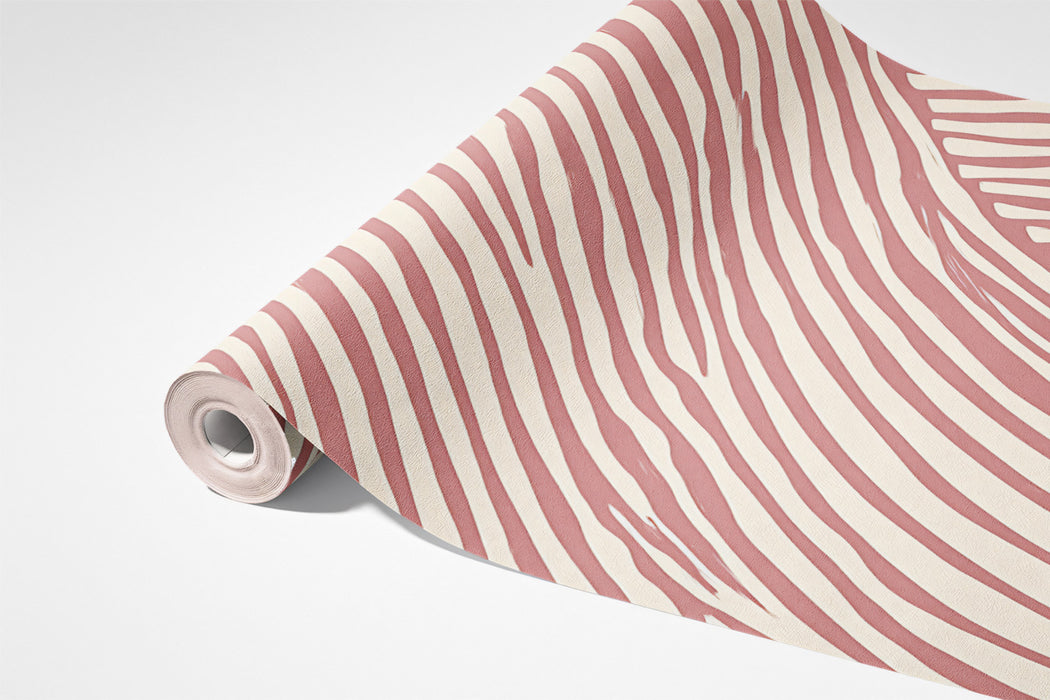 Abstract Line Mural Wallpaper | Dusty Rose Organic Waves