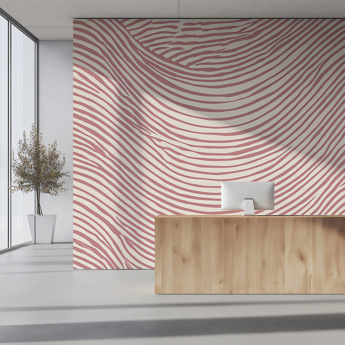 Abstract Line Mural Wallpaper | Dusty Rose Organic Waves