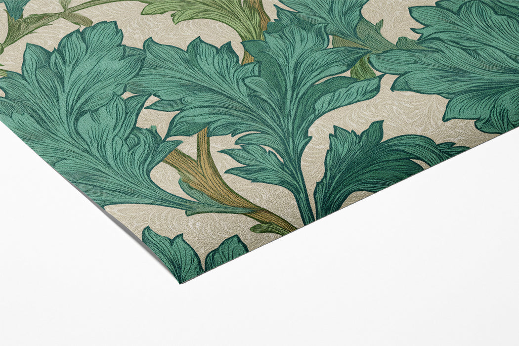 Vintage Botanical Mural Wallpaper | Sage Green Acanthus Leaves