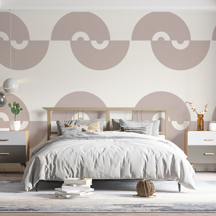 Modern Minimalist Mural Wallpaper | Taupe Semicircle Wave