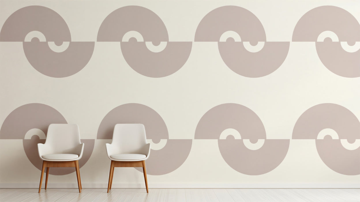 Modern Minimalist Mural Wallpaper | Taupe Semicircle Wave