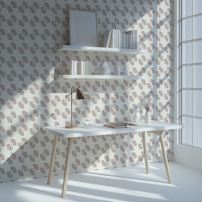 Retro Record Mural Wallpaper | Minimalist Beige Circles