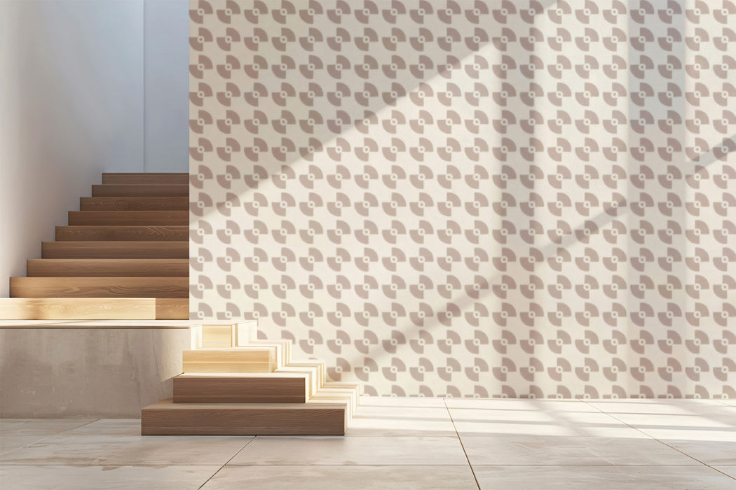 Retro Record Mural Wallpaper | Minimalist Beige Circles