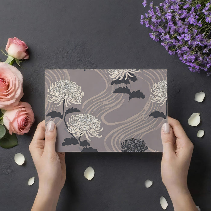 Modern Floral Mural Wallpaper | Elegant White Chrysanthemums