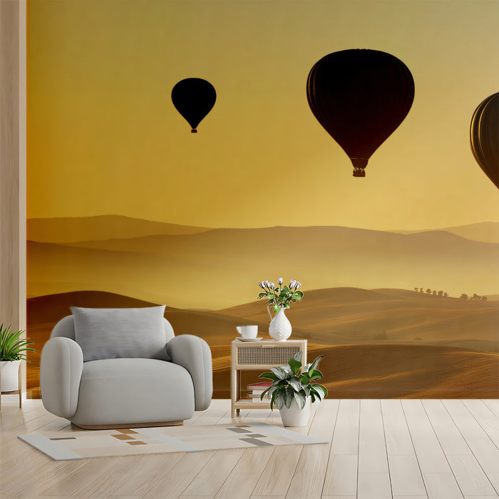 Landscape Mural Wallpaper | Hot Air Balloons over Golden Dunes
