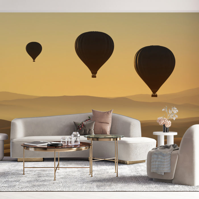 Landscape Mural Wallpaper | Hot Air Balloons over Golden Dunes