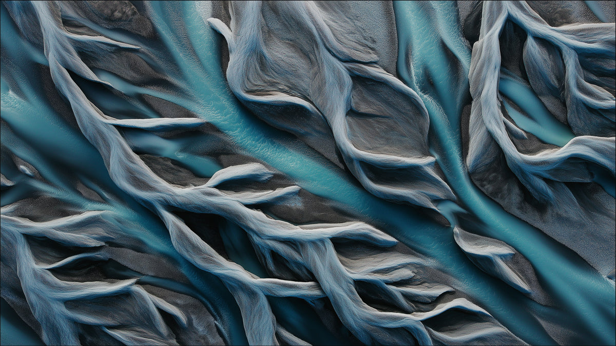 Abstract Nature Mural Wallpaper | Glacial Blue River Veins