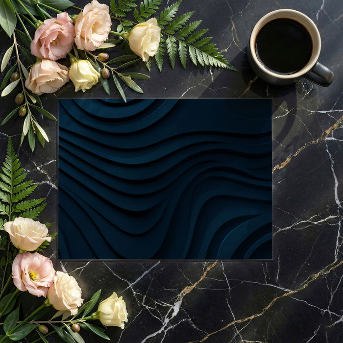 Abstract Textured Mural Wallpaper | Midnight Blue Waves