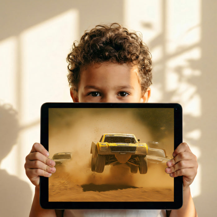 Racing Action Mural Wallpaper | Yellow Off-Road Truck