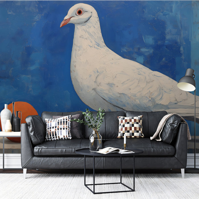Artistic Still Life Mural Wallpaper | White Pigeon & Orange