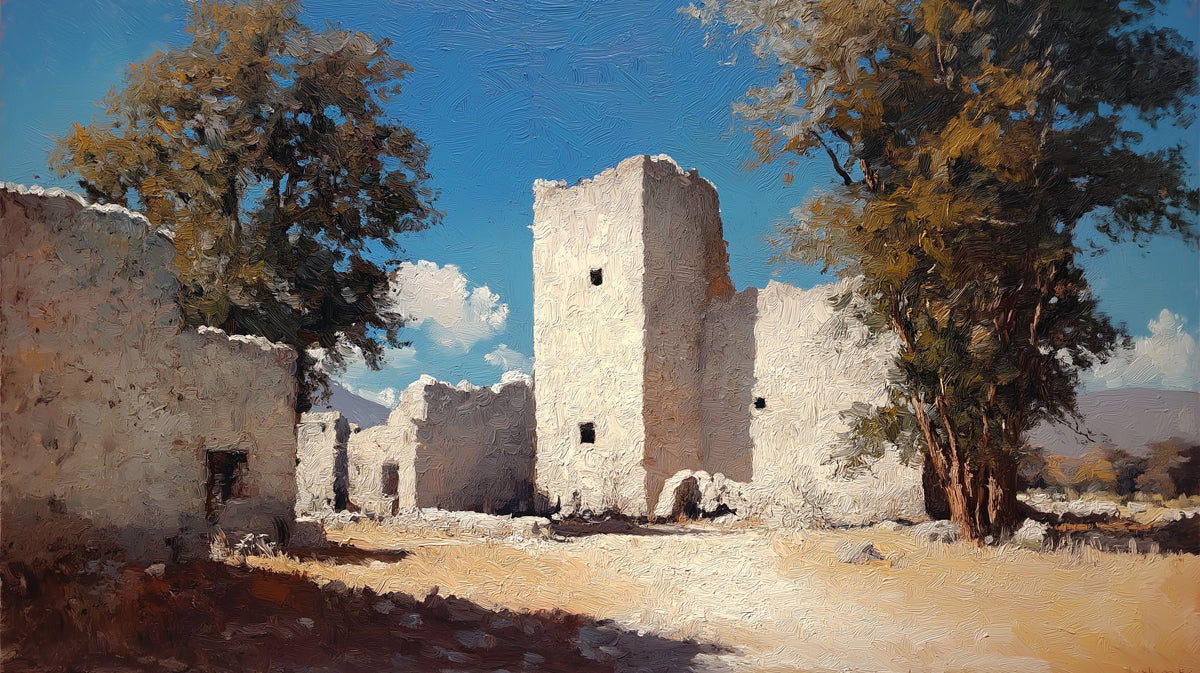 Ancient Architecture Mural Wallpaper | White Ruins & Blue Sky