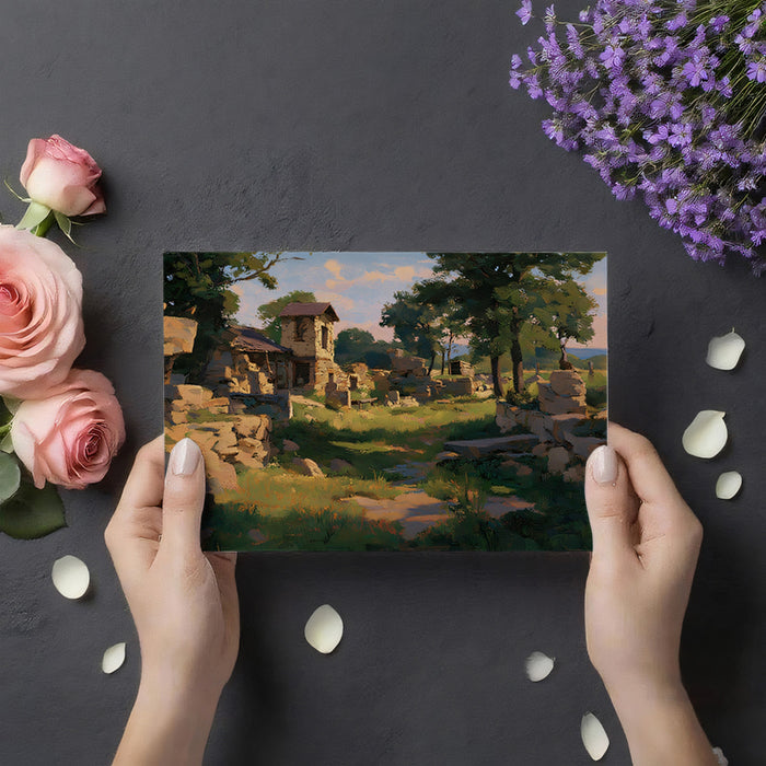 Pastoral Landscape Mural Wallpaper | Sunset Stone Ruins
