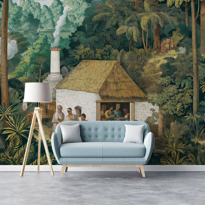 Classical Landscape Mural Wallpaper | Tropical Forest Village