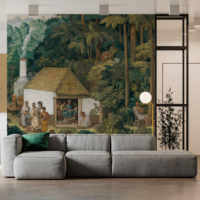 Classical Landscape Mural Wallpaper | Tropical Forest Village