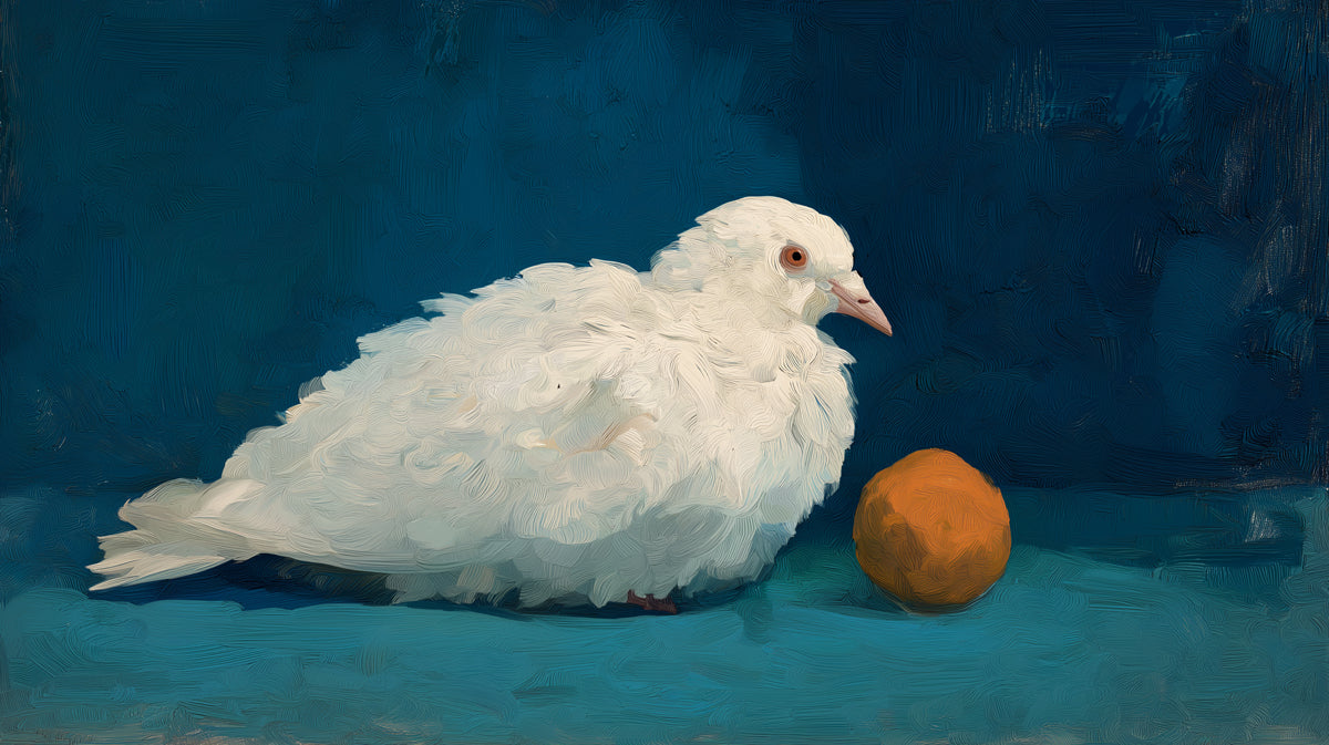 Artistic Still Life Mural Wallpaper | Resting White Pigeon